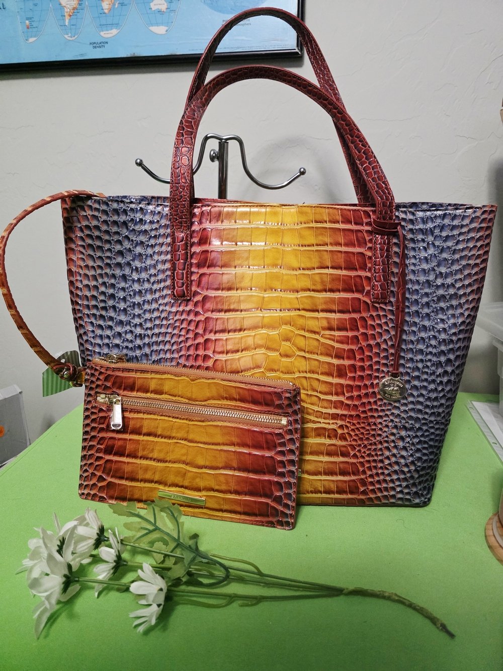 Brahmin Millenia Sunrise Brooke Tote And Matching Pouch